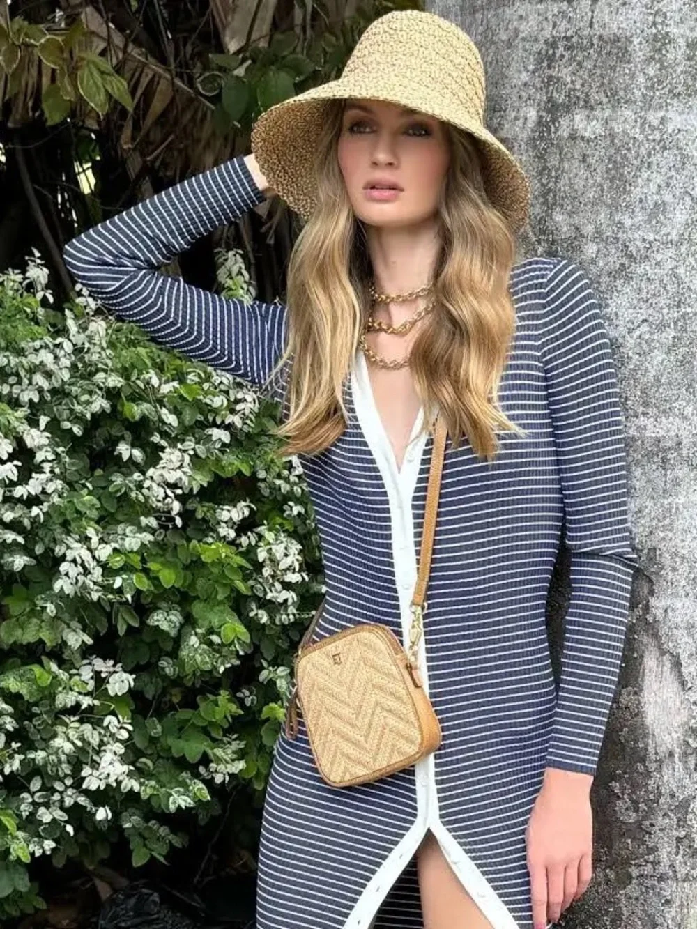 Eric Javits Women's Valeria Bucket Hat Wide Brim Straw Bucket Hat - Natural - Picture 3 of 16
